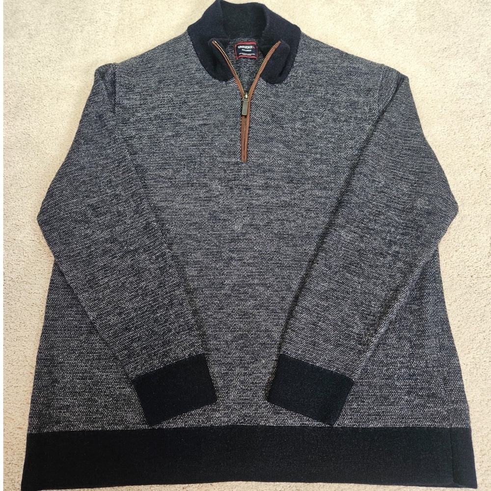 UNTUCKit Belguardo Merino Wool 1/4 Zip Sweater XXL Birdseye Knit Business Casual